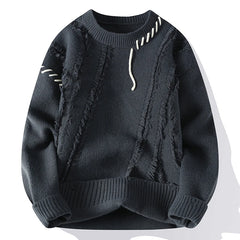 Autumn Winter Warm Mens Knitted Sweaters Fashion Patchwork O Neck Knit Pullovers Korean Streetwear Pullover Casual Mens Clothing voguable