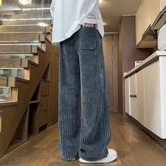 Voguable  New Jacquard Wide Leg Pants for Men with Elastic Waist Drawstring Loose Fit Casual Trousers plus Size M-XXXXXL Autumn Spring voguable