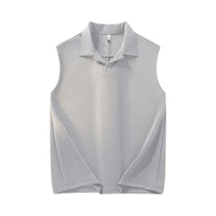 Men Solid Lapel Collar Casual Vest Youth Trendy Streetwear Sleeveless Summer Lightweight Comfort Outdoor Daily Wear Fashion voguable
