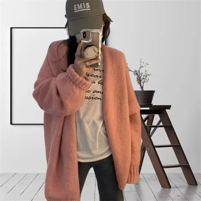 Oversized Open Front Knit Cardigan for Women Comfy Sweater Coat Female Open-front Duster Cardi Casual Chic Autumn Winter Outfit voguable