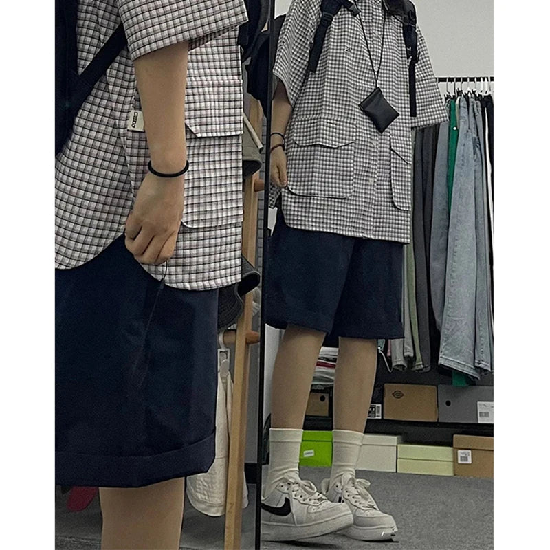 MEXZT Streetwear Pure Cotton Shorts Women Harajuku Oversized Cargo Shorts Summer Korean Black White Wide Leg Sports Short Pants voguable