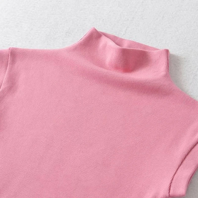 y2k Crop Tops Women Summer Vest Solid Color Mock Neck Sleeveless Stretchy T Shirts 2000s Aesthetic Clothing Streetwear voguable