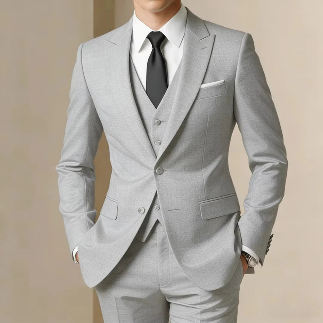 Voguable  New Luxury Elegant Men's Suits 3 Piece Set Fashion Korean Casual Slim Fit Social Groom Wedding Tuxedo voguable