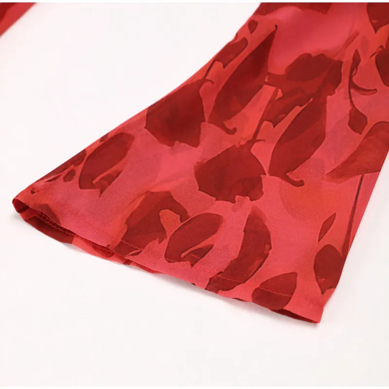 Ladies Elegant Floral Print Flare Sleeve Chiffon Maxi Dress Summer Women O Neck Printing Slim Beach Holiday Party Dress Vestido voguable