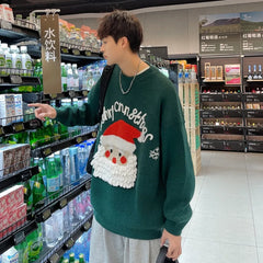 Men Fashion Christmas O-Neck Knitted Pullovers Mens Retro Casual Sweaters Male Oversized Clothing Santa Claus Knit Sweaters voguable
