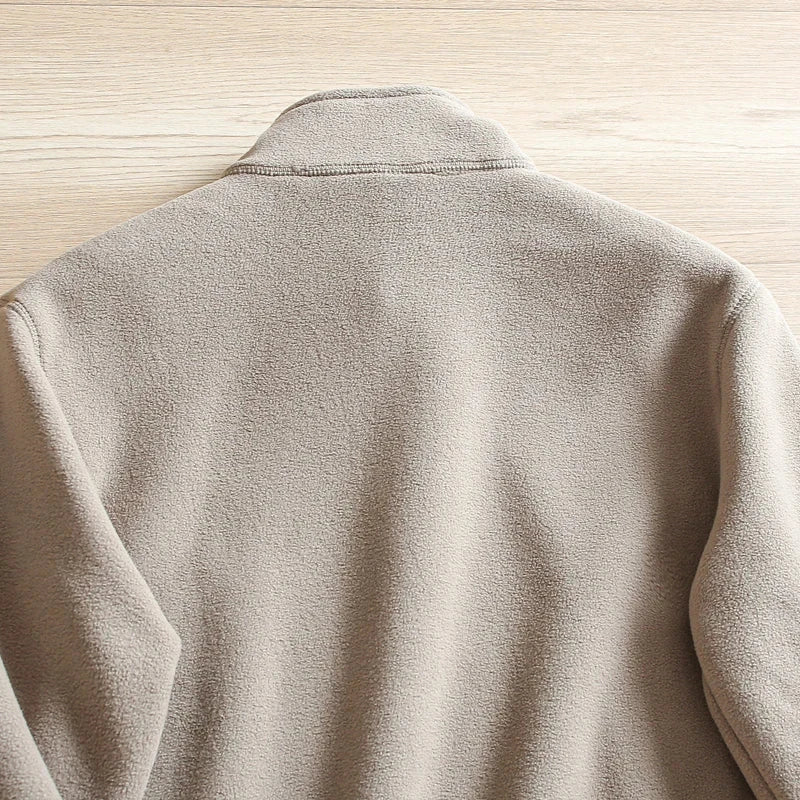 Heat Storage Double-sided Fleece Pullover Autumn Winter Outdoor Windproof Warm Semi-zipper Stand Collar Casual Sweatshirt Jacket voguable