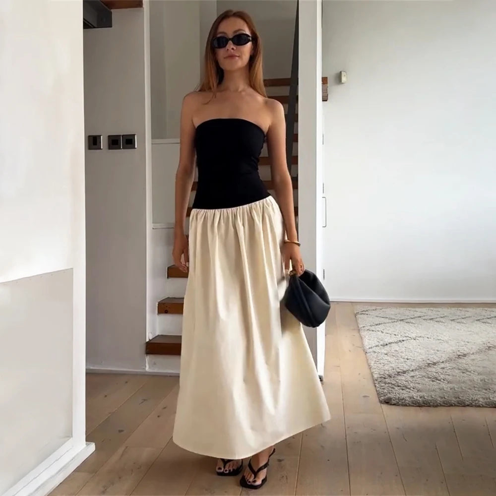 TARUXY Slim Folds Dress For Women Bodycon Backless Splice Dresses Female Summer Sexy Off Shoulder Elegant Mini Dress Woman 2024 voguable