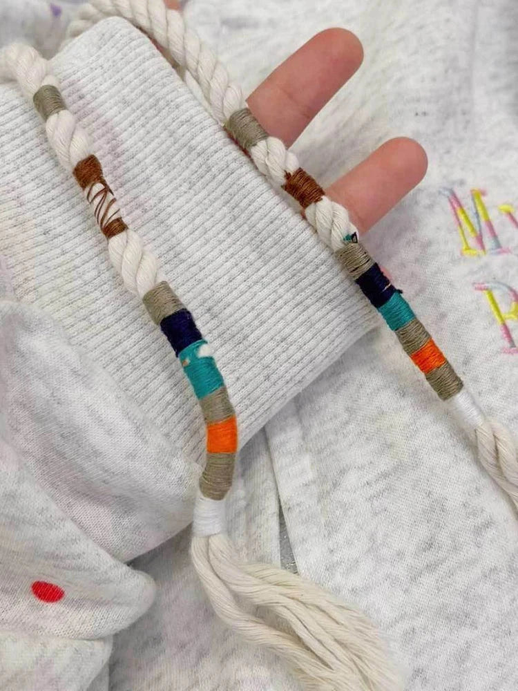 Vintage Dot Sweet Hoodies Women Letter Embroidery Cute Loose Sweatshirts Casual Preppy Style Long Sleeve Lady Japan Tops voguable