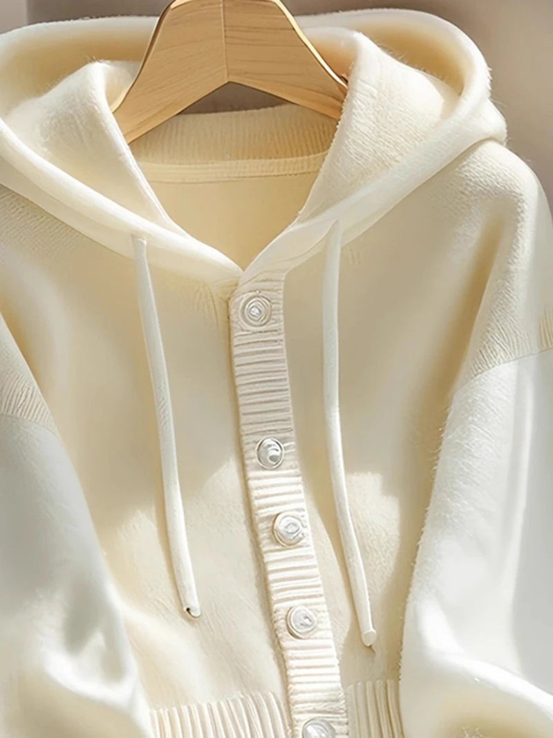 Casual Japan Hooded Cardigan Sweaters Women Lazy Wind Patchwork Knitted Coat Vintage Sweet Long Sleeve High Quality Tops voguable