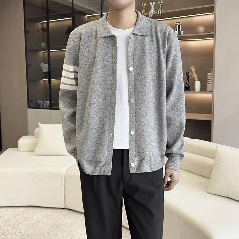 Japanese Retro Men's Cardigan Coats Light Luxury Knitted Lapel Long Sleeve Sweater Jacket Leisure Premium Quality Knitwear M-3XL voguable