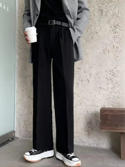 Voguable  Harajuku Wide leg Casual Pants Men Korean Fashion Drape Suit Pants Streetwear Cool Black Straight Long Trousers Work Wear New voguable