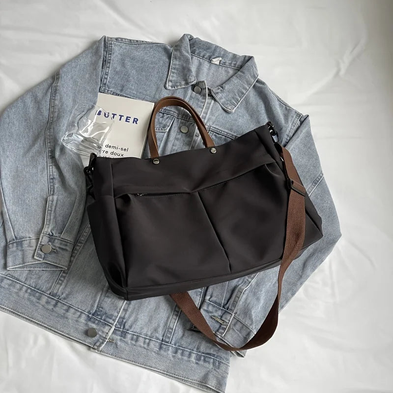 Stylish Nylon Women Tote Bag Shoulder Bag Featuring Two Pockets Large Capacity Commuting Handbag voguable