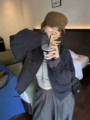 Harajuku Y2K Baseball Jacket Women Loose Vintage Plaid Patchwork Short Coat Streetwear Long Sleeve Vintage American Bf Tops voguable