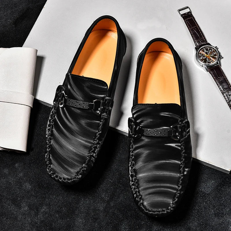 Voguable  Men's Genuine Leather Loafers Plus Size Slip-On Breathable Casual Business Driving Shoes Retro Handmade Spring Autumn flats voguable