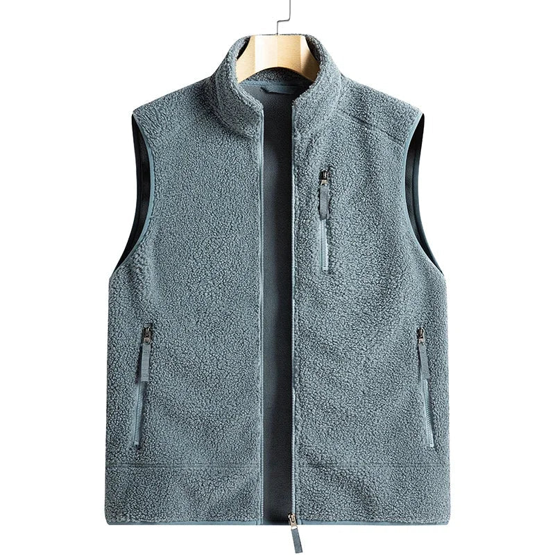 Outdoor Sleeveless Coats Vests Male Warm Cotton Waistcoat Autumn Jackets Thick Vests Man Classic  Lamb Cashmere Men Fleece Vest voguable