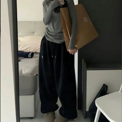 Winter Fleece Harem Pants for Women Y2K High Waist Oversized Loose Sweatpants Fashion Streetwear All-Match Drawstring Trousers voguable