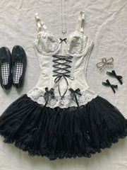 Y2k 2024 Summer Camis Women Clothes Sweet Girl Sling Streetwear Bow White Bandage Kawaii Slim Tops Sexys Harajuku Crop Tank Top voguable