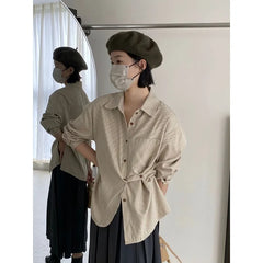 Voguable Vintage Striped Long Sleeve Shirt Woman Oversized Button Up Blouses Japanese Style Harajuku Fashion Spring Casual 2024 voguable