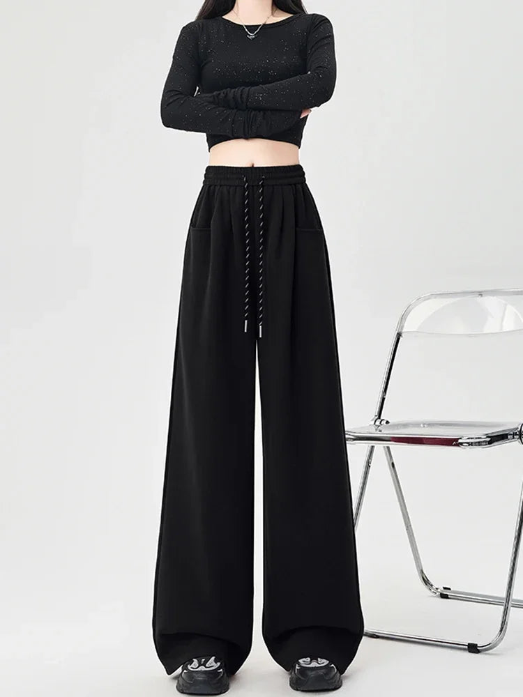 Streetwear Y2K Sweatpants Women Vintage High Waist Loose Straight Trousers American Harajuku Bf Fall Hip Hop Pockets Pants voguable