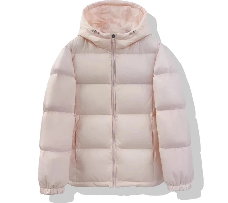 Zoki Winter Cute Pink Puffy Parkas Women Warm Thick Long Sleeve Sweet Cotton Coat Casual Stand Collar Preppy Style Korean Jacket voguable