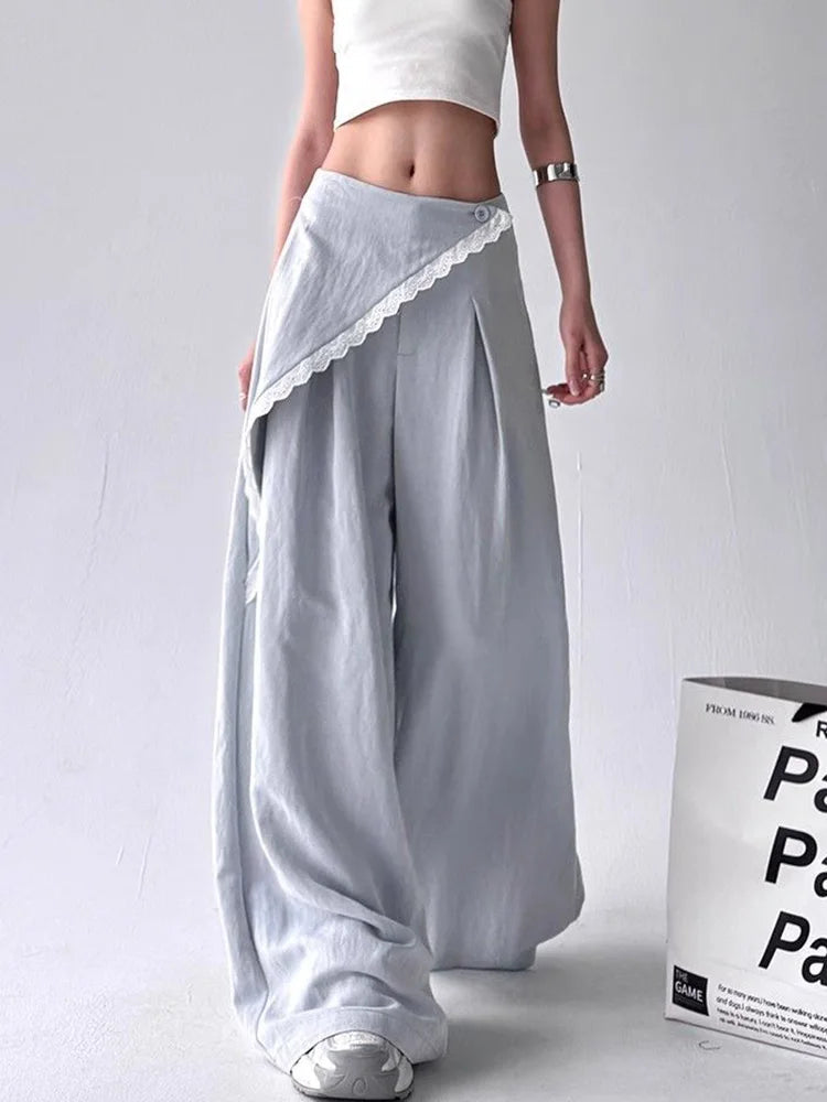 High Waist Streetwear Loose Pant Women Vintage Loose Design Wide Leg Trousers Casual All Match Summer Bf Hip Hop Pants New voguable