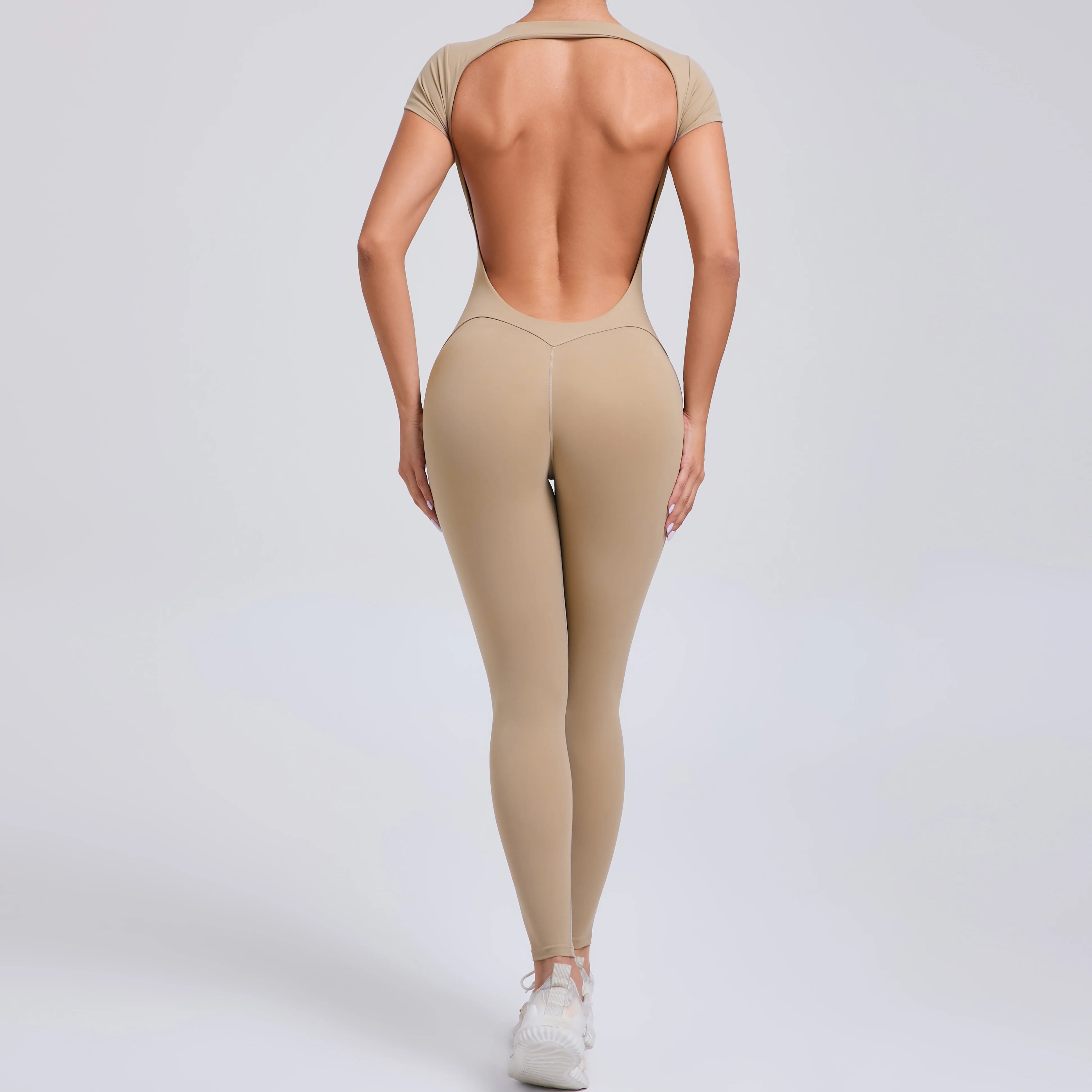 Voguable  One-piece Yoga Padded Backless Suit Female Rompers Quick Dry Yoga Clothing Workout Bodysuits Scrunch Sports Jumpsuit Women voguable