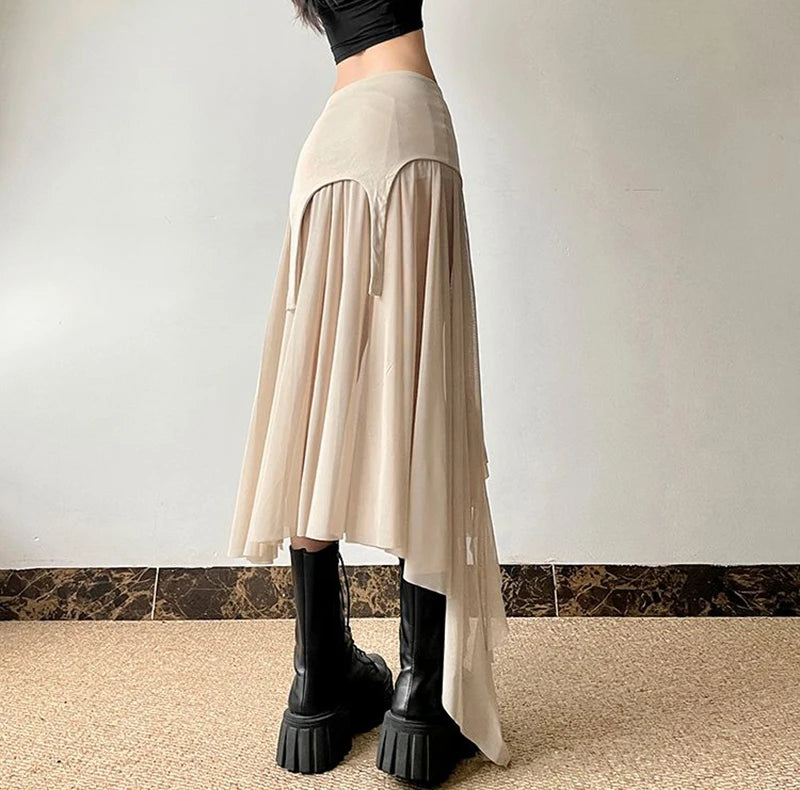 Sexy Irregular Y2K Skirts Women Vintage American High Waist Slim Slit Long Skirt Casual Lady Streetwear Retro Summer Skirts voguable