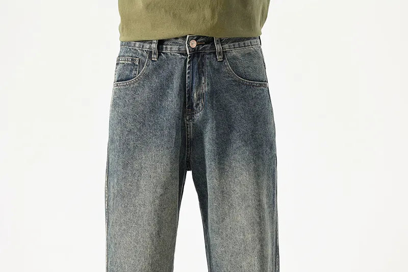Wide Leg Jeans Men Baggy Pants Summer Straight Cut Loose Retro Blue Denim Pants Streetwear Fashion Pockets Vintage Man Clothes voguable