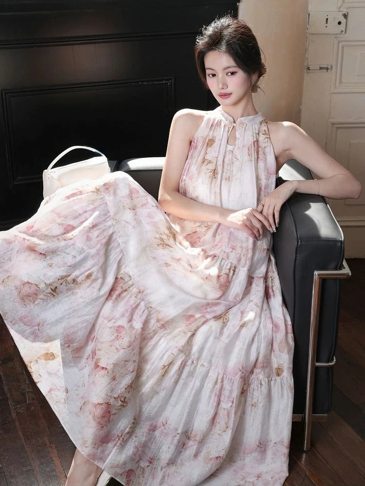 Voguable 2024 Summer Elegant Vintage Dress Women Evening Party Slim French Dress Office Lady Casual Sleeveless Midi Dress Korean Fashion voguable