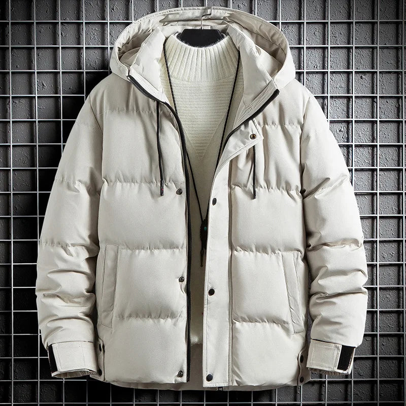 Padded Jacket Men Winter Parkas Thick Jacket Coats Fashion Men Casual Solid Color Hooded Parkas Male Black Khaki Warm Coat voguable