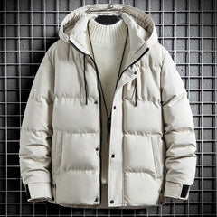 Padded Jacket Men Winter Parkas Thick Jacket Coats Fashion Men Casual Solid Color Hooded Parkas Male Black Khaki Warm Coat voguable