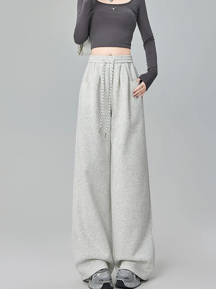 Streetwear Y2K Sweatpants Women Vintage High Waist Loose Straight Trousers American Harajuku Bf Fall Hip Hop Pockets Pants voguable