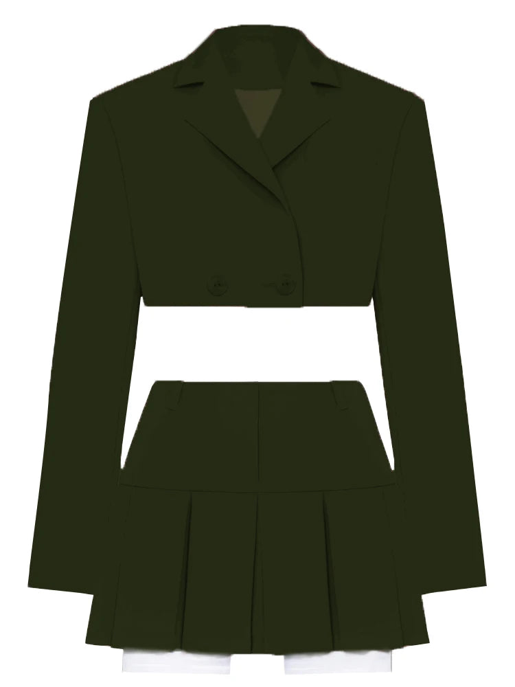 Taruxy Green New Blazers For Women Cropped Coats Jacket Summer Casual Outfits 2022 Fashion Chic Jacket Women's Blazer Suits voguable