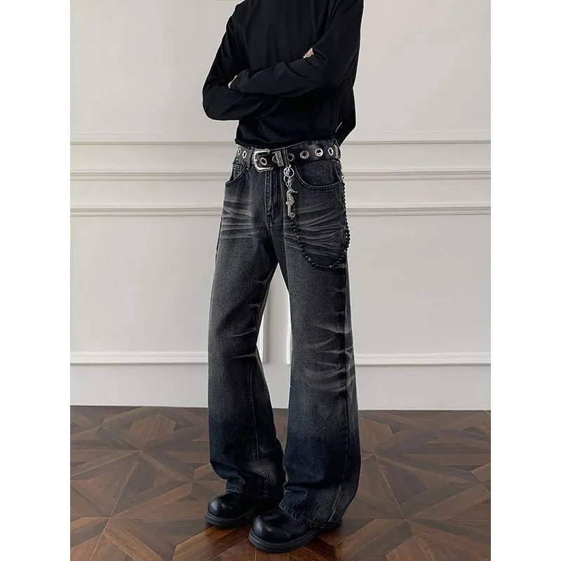 Mens Straight Leg Jeans Business Casual Vintage Blue Denim Pants for Middle Aged Man Classic Fit man trousers voguable