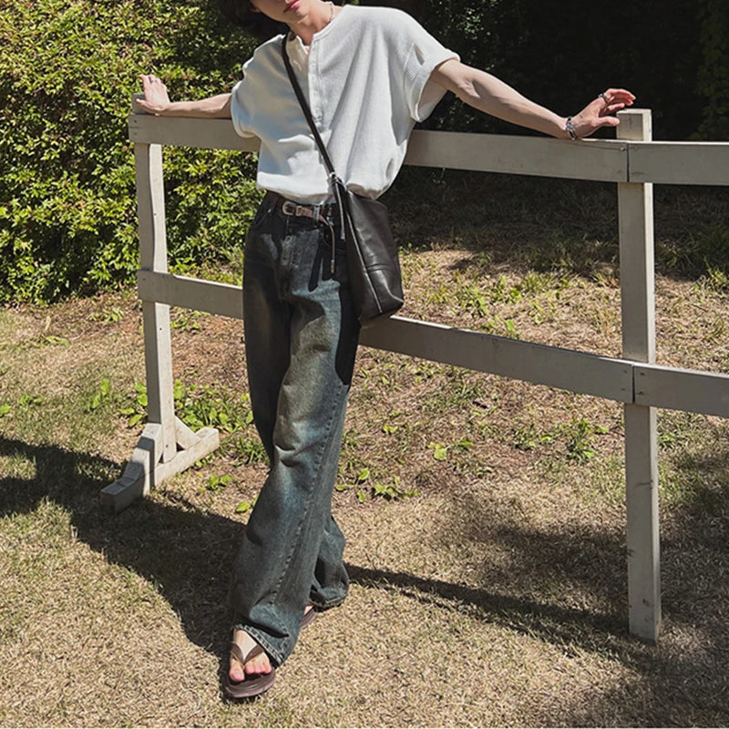New Fashion Korean Style Men T-shirt Light Luxury Henry Collar Tops Casual Loose High Quality Solid Color Half Sleeve Tees M-2XL voguable