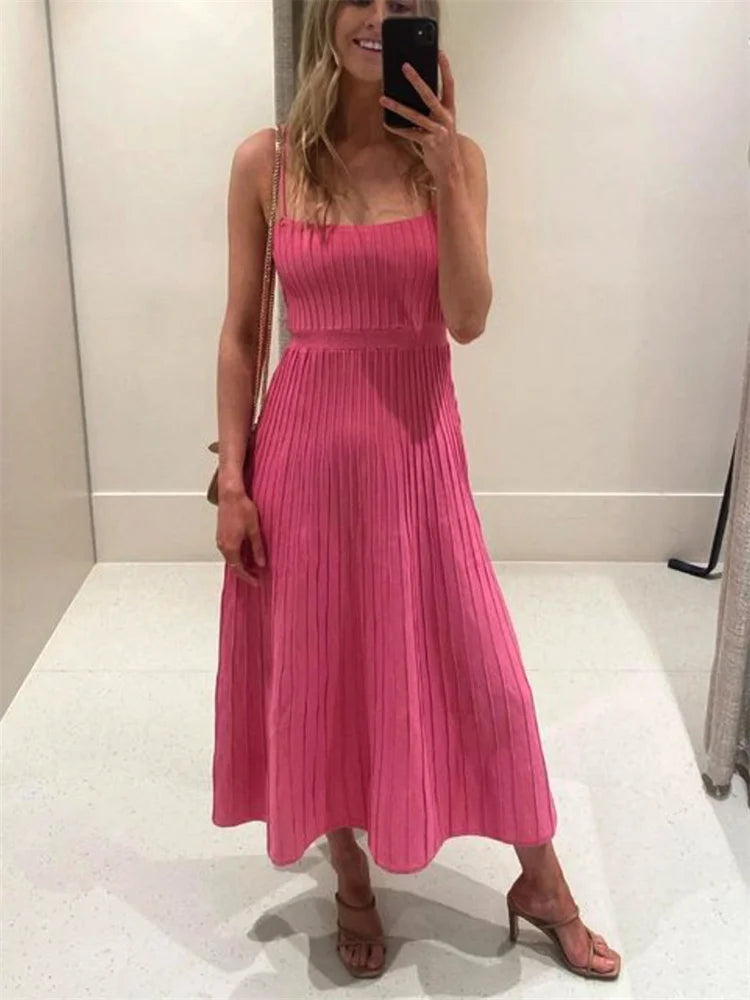 Backless Ribbed Maxi Dress For Women Summer New Holiday Party Stretch High Waist Bodycon Maternity Dresses Knit Sundress voguable