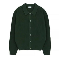 Voguable Korean Casual Spring Autumn Knitted Cardigan Sweaters Coat Men Lapel Solid Versatile Loose Long Sleeve Navy Blue Heavy Jackets voguable