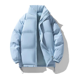 New Winter Stand Collar Parkas Men Fashion Casual Warm Jacket Solid Outdoor Windproof Streetwear Coats Couple Thick Loose Parkas voguable
