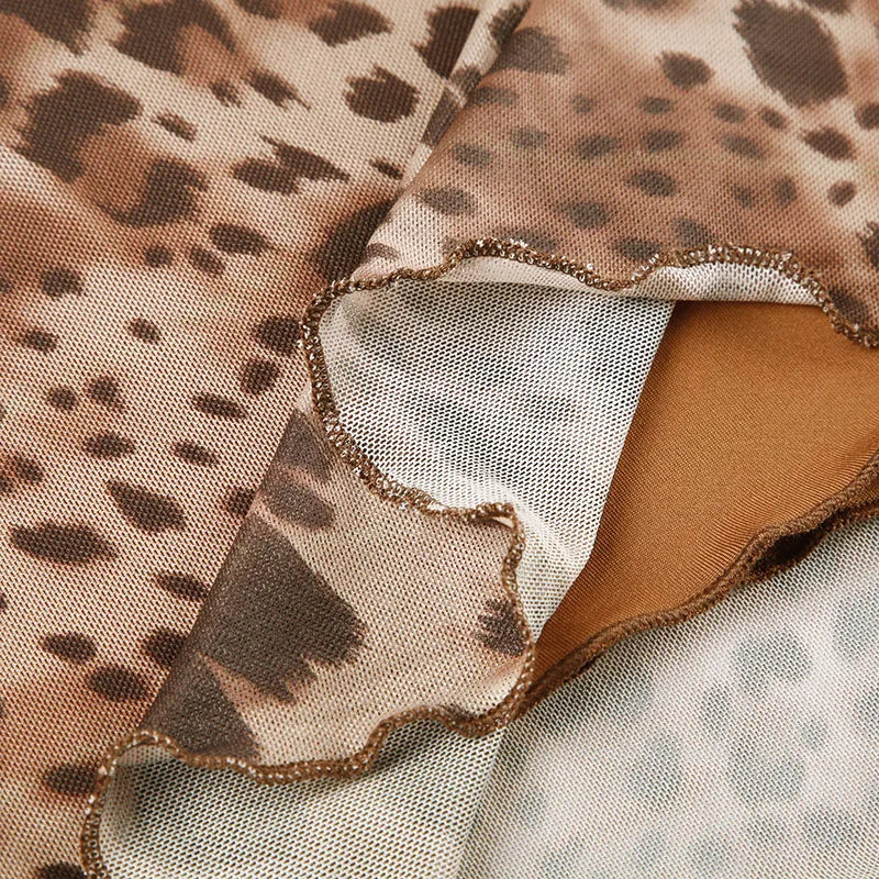 Vintage y2k Leopard Print Midi Skirt Women Low Rise Patchwork Straight Long Skirts 2000s Aesthetic Ladies Clothing Casual voguable