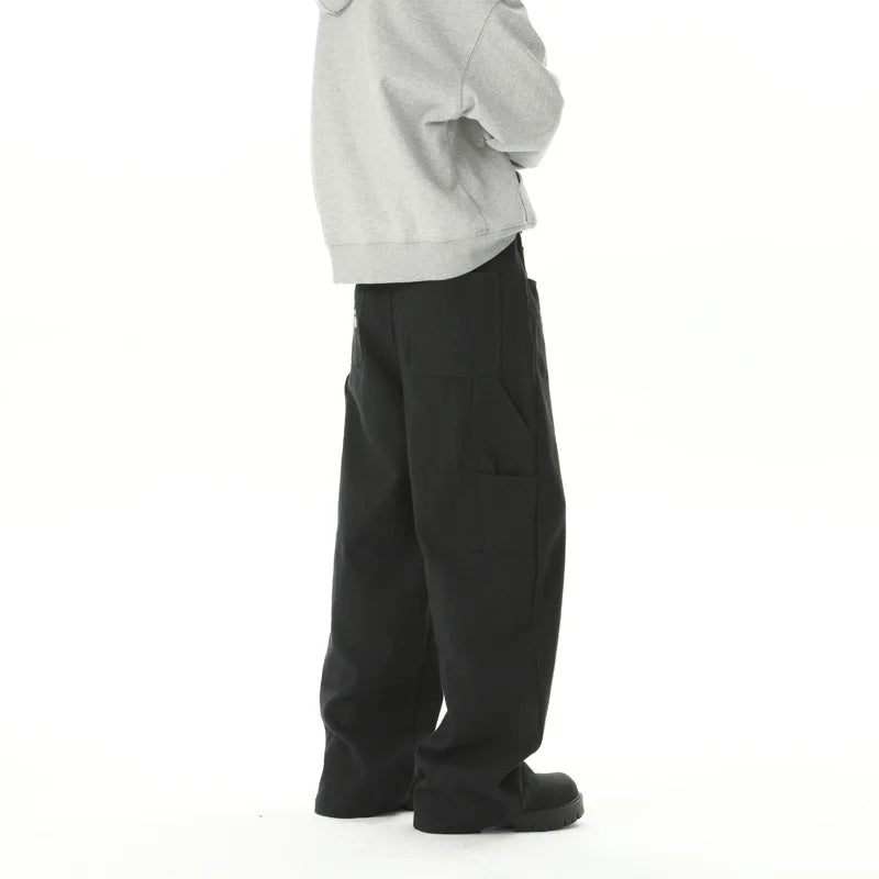 American Style Wide Leg Straight Cargo Pants Letter Printed Men's Baggy Casual Fashion Overalls Streetwear Male Mopping Trousers