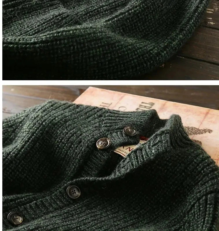 American High-end Knit Cardigan Men's Stand Collar Sweater Cardigan Korean 2025 New Spring Autumn New Sweater Button Jacket Chic voguable