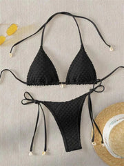 Voguable Sexy Bikini Set White Shell Designer Swimsuit 2024 New Halter Push Up Micro Bikinis Summer Bathing Suit Tie Side Thong Swimwear voguable