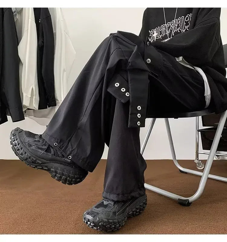 Fashionable Trendy Artistic Solid Color Straight-leg Casual Pants Loose Hip Hop Style For Men Spring Autumn Youth Trend voguable