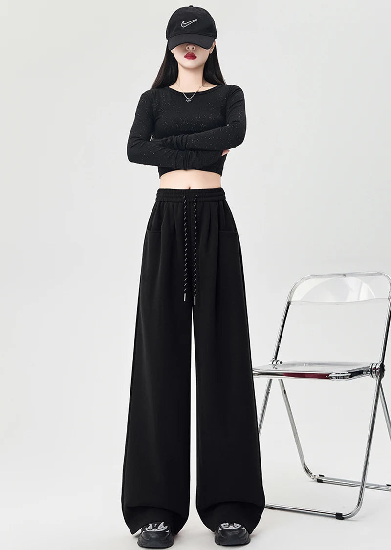 Streetwear Y2K Sweatpants Women Vintage High Waist Loose Straight Trousers American Harajuku Bf Fall Hip Hop Pockets Pants voguable