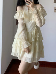 Voguable Summer Elegant Vintage Mini Dress Women Long Sleeve Outwear Party Formal Dress Office Lady Fairy Korean Dress Chic Fashion voguable