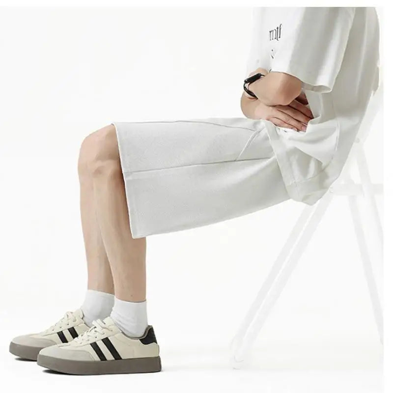 Voguable  Men's Quick-Dry Athletic Running Shorts Elastic Waist Drawstring Solid Color Straight Leg Casual Shorts for Gym & Summer Wear voguable