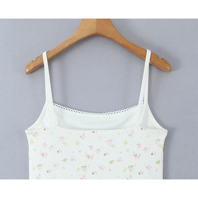 Sweet Girls Floral Print Sexy Spaghetti Straps Dress Women O Neck Bodycon Summer Mini Dreses Holiday Robe voguable