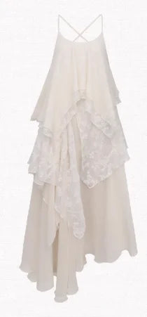 Voguable  2024 Summer French Vintage Midi Dress Women Y2k Lace Patchwork Elegant Beach Style Strap Dress Female Korea Fashion Chic Clothes voguable