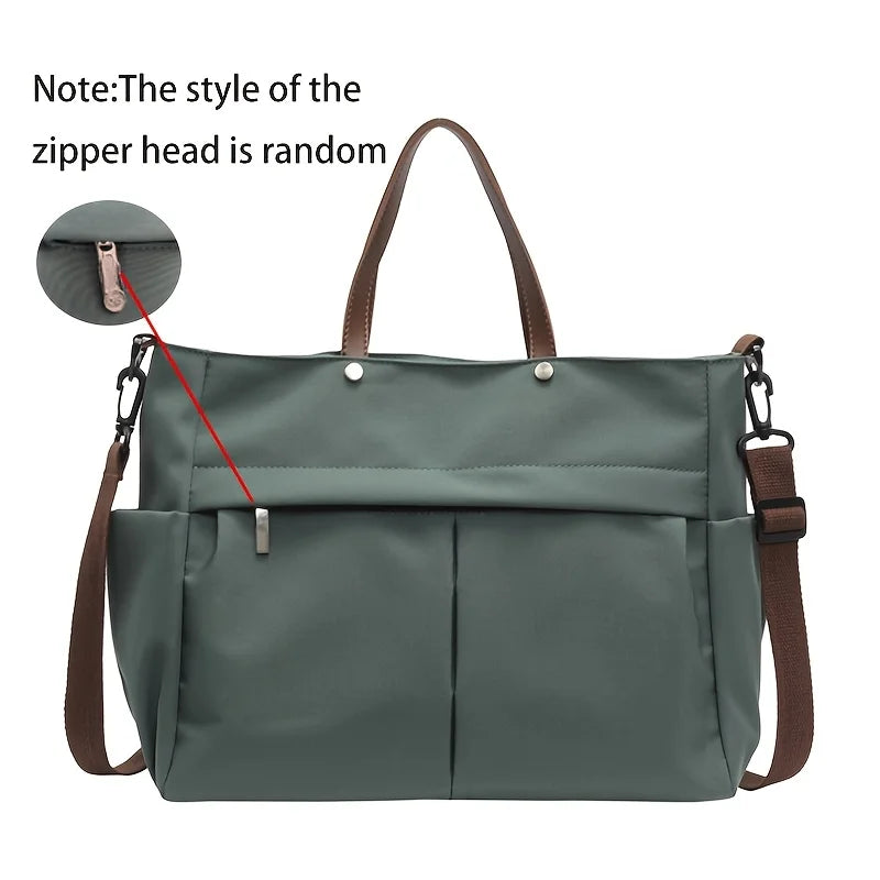 Stylish Nylon Women Tote Bag Shoulder Bag Featuring Two Pockets Large Capacity Commuting Handbag voguable