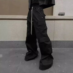New Style American Style Casual Pants Blackcargo Pants Multi-pocket Loose Fit Wide Leg For Men Spring Summer voguable